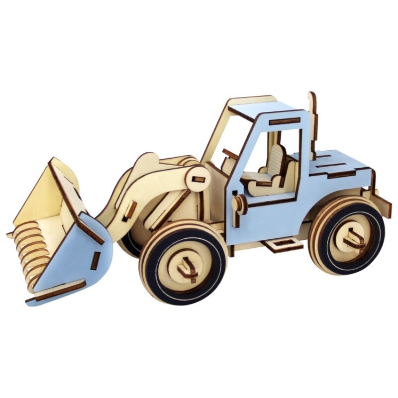 益智手工diy木制拼图拼板挖掘机木质拼图