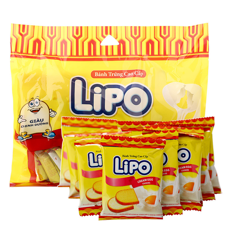 lipo鸡蛋零食进口越南饼干酥性蛋白奶油面包酥性饼干