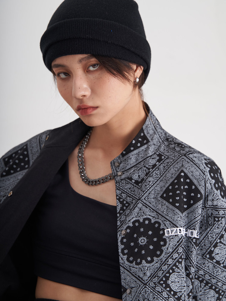 ozoneholeozol腰果花外套夹克两面穿黑色休闲男女情侣街头国潮