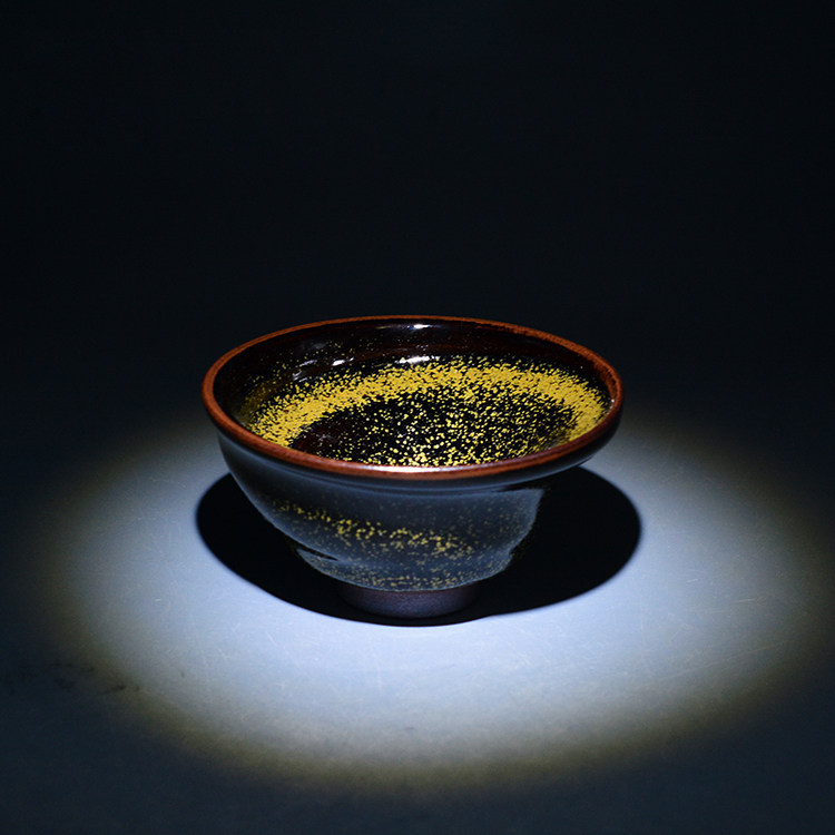 建盏龙窑柴烧手工中式复古将军斗笠平口灯盏建盏