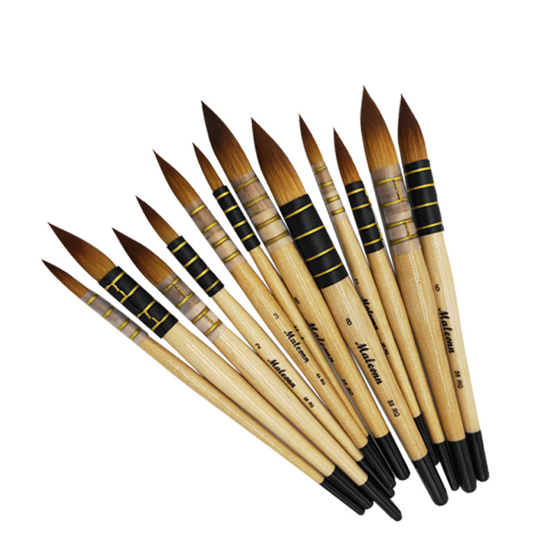 maleonn黑白颜料拖把毛笔胖子黄胖子尼龙圆头手绘水粉