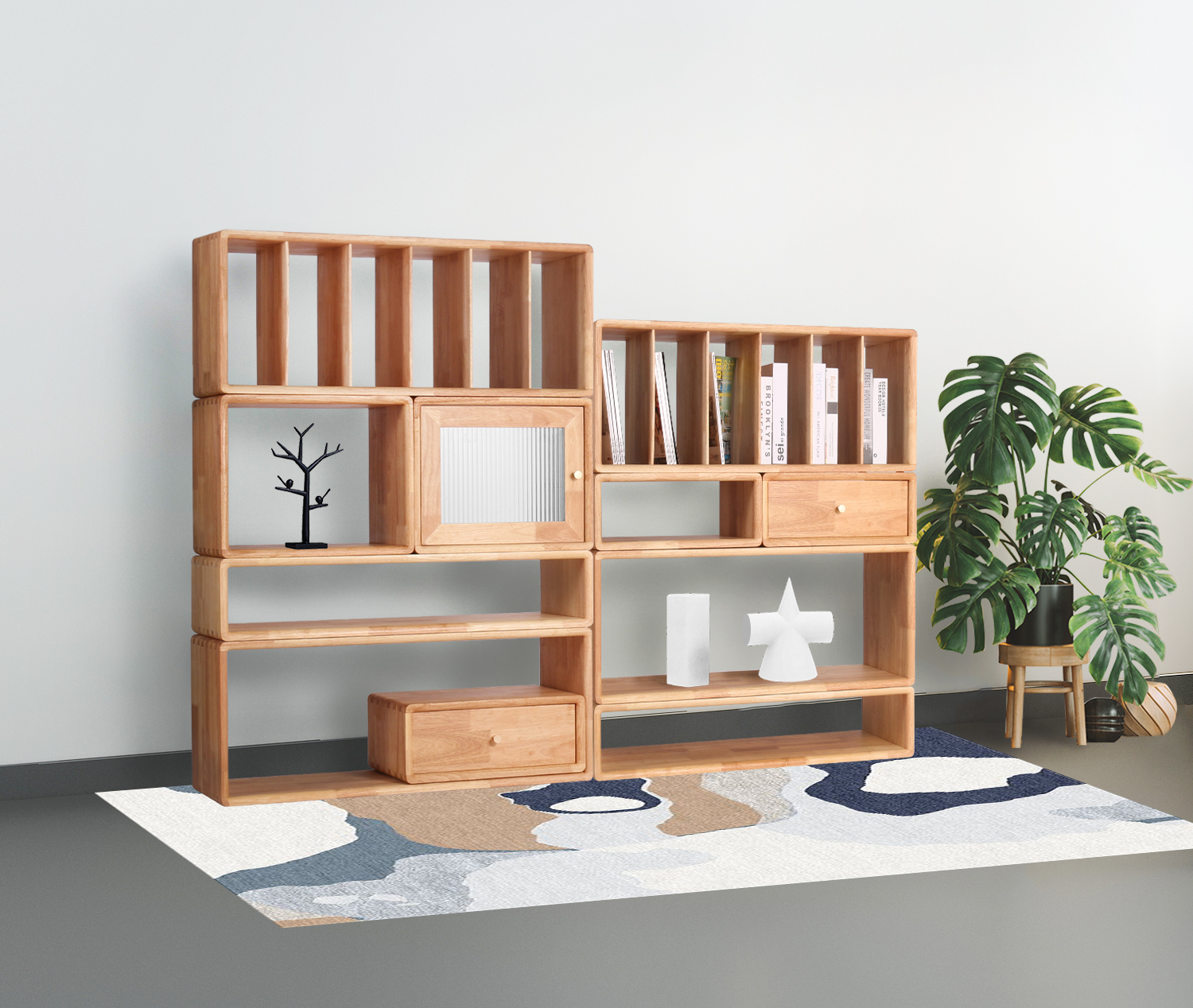 日式原木自由自由组组合格子合集套餐简约居家组合书柜