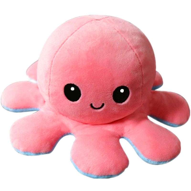 心情变脸生气开心章鱼公仔双面翻转玩偶毛绒玩具毛绒布艺类玩具