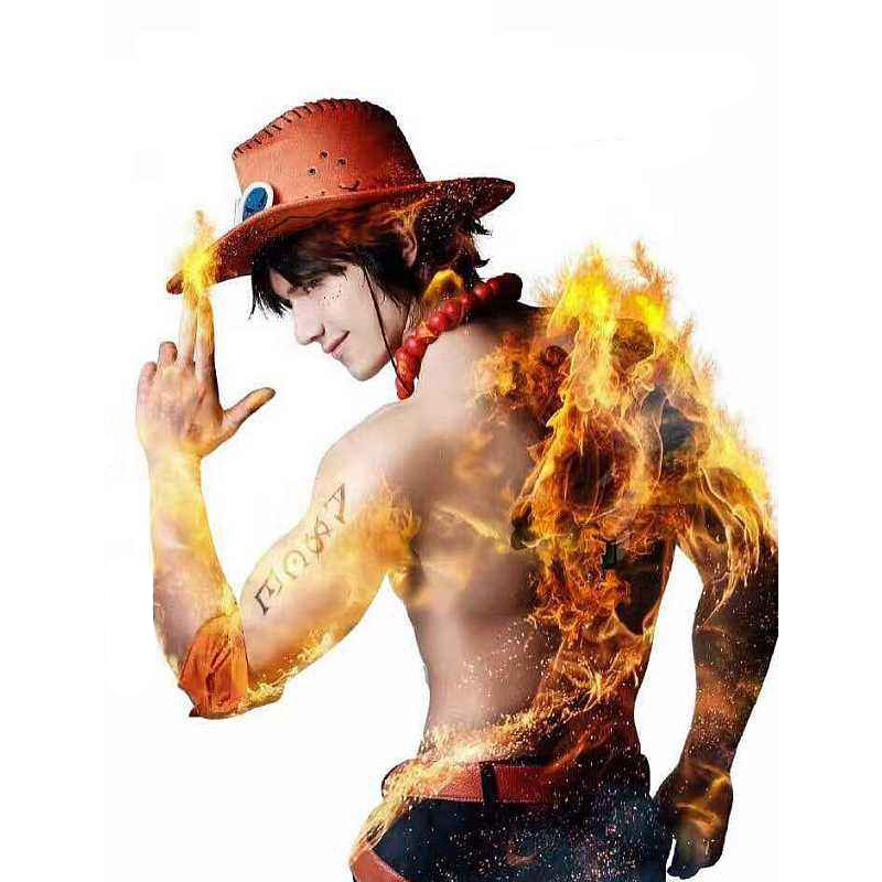 海贼王火拳艾斯手臂背部纹身贴纸动漫cosplay配饰cosplay配件