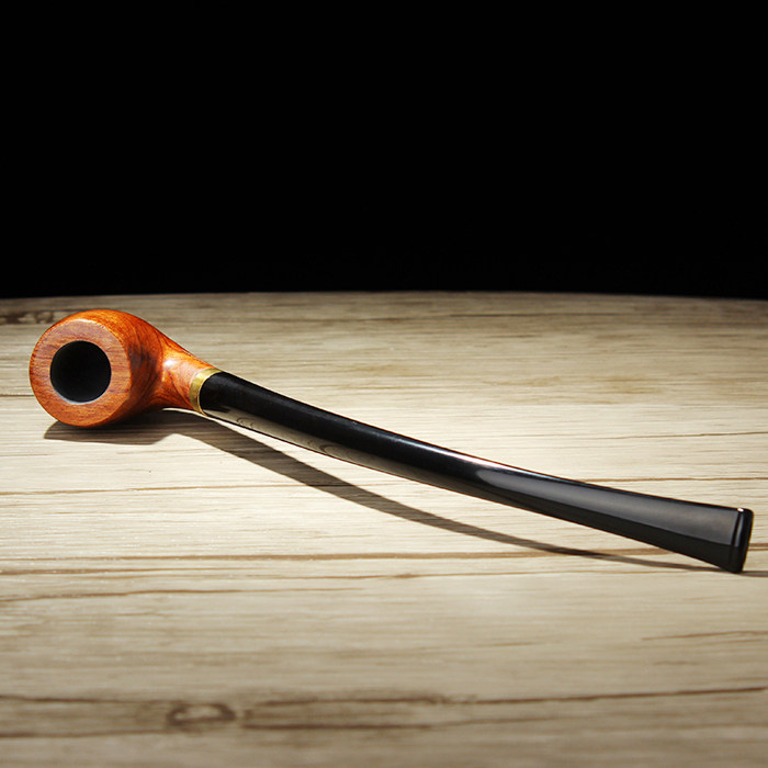 烟斗花梨阅读长柄3mm金属滤芯弯柄烟嘴入门烟斗