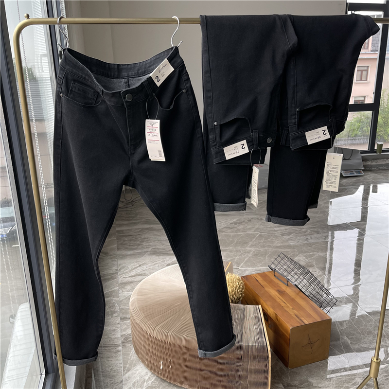 商场撤柜单！线下298米！水洗牛仔棉面料！黑色休闲直筒牛仔裤男