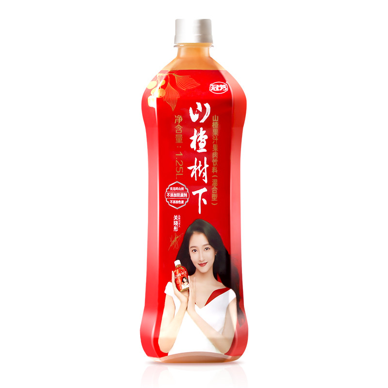 冠芳山楂树下山楂果汁果肉饮料节日饮品1.25l*6瓶整箱装