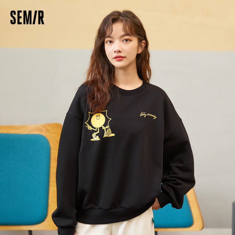 森马卫衣女加绒套头慵懒2022冬季新款刺绣oversize卫衣