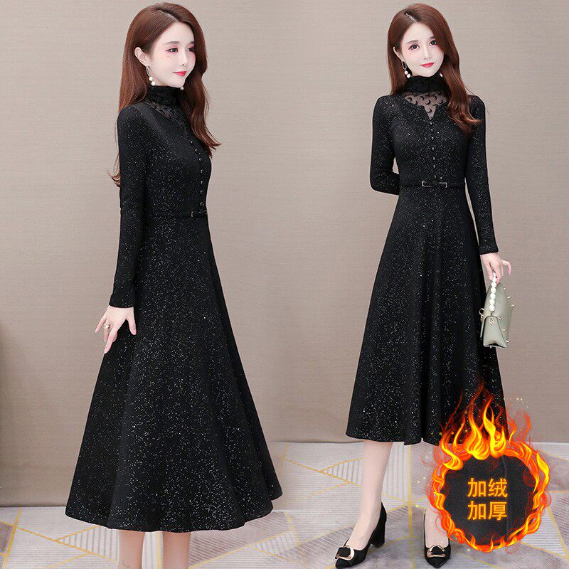 袖恩女装连衣裙加绒m-5xl90-165连衣裙