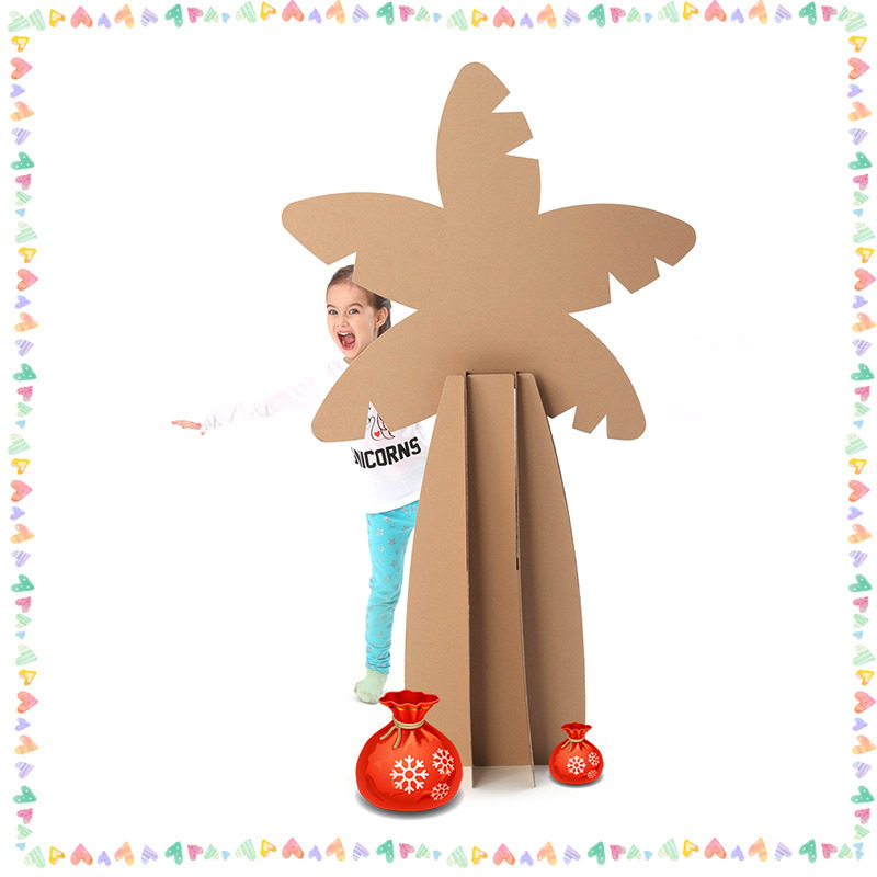 儿童纸箱手工手工制制作圣诞树幼儿园舞台道具立体圣诞装饰品