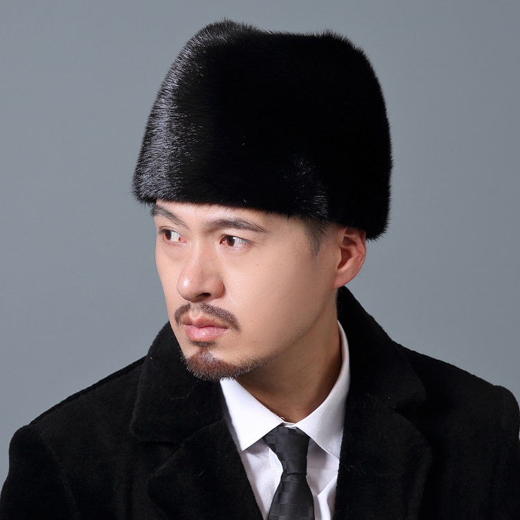 貂皮帽子男士秋冬季水貂毛整皮护耳保暖冬天中老年爸爸皮草帽子
