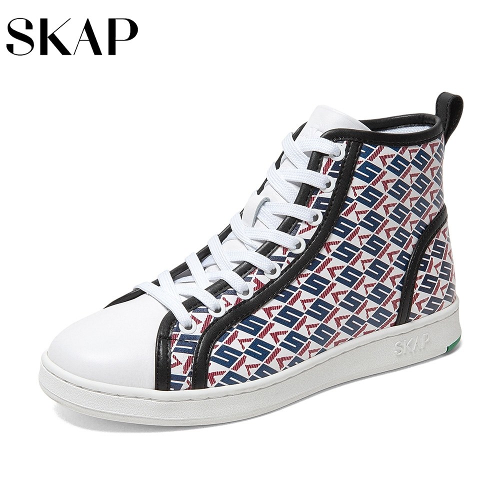 skap圣伽步秋冬新款专柜同款休闲字母系带短靴时装靴