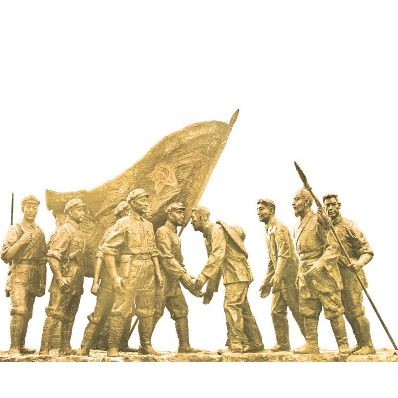 户外大型玻璃钢人物雕塑广场定制红军会师雕像摆件