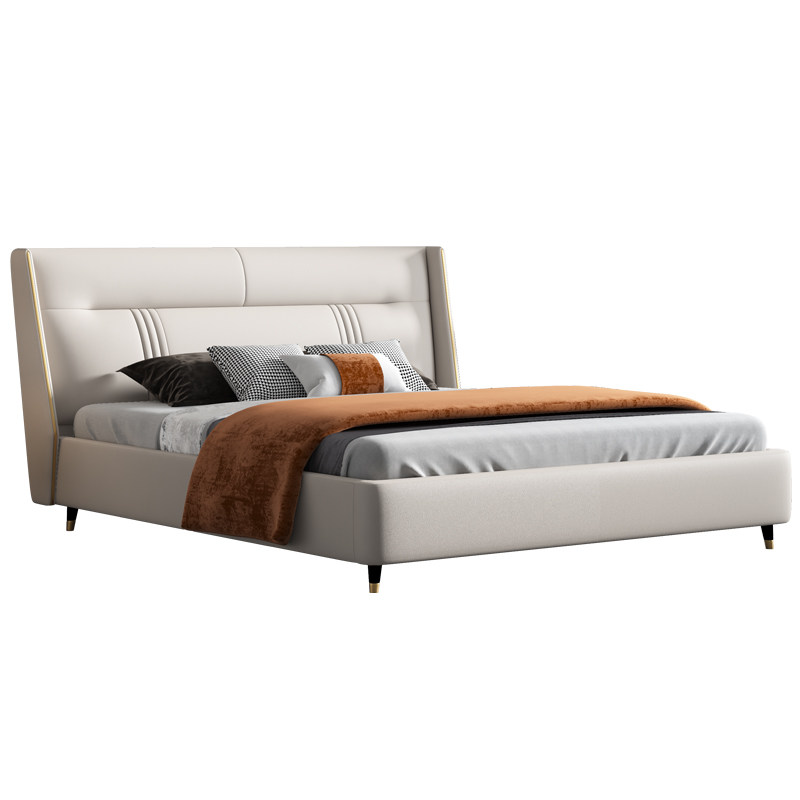 轻奢现代真皮大床意式极简北欧18米双人人主皮艺床