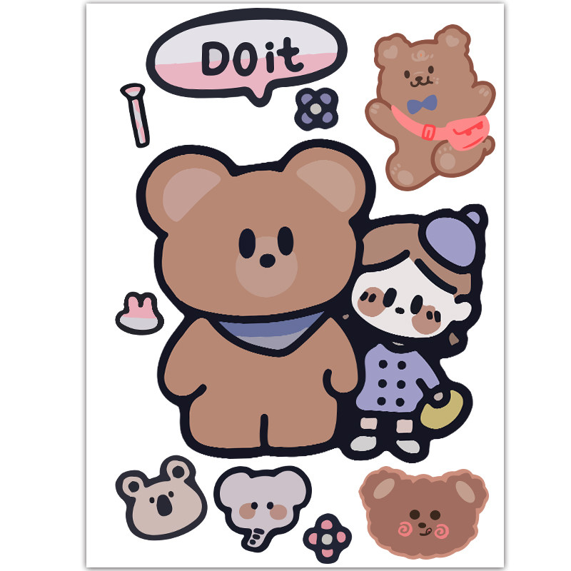 卡通可爱小熊行李箱贴纸大张房间墙壁旅行箱拉杆箱笔记本个性小贴纸