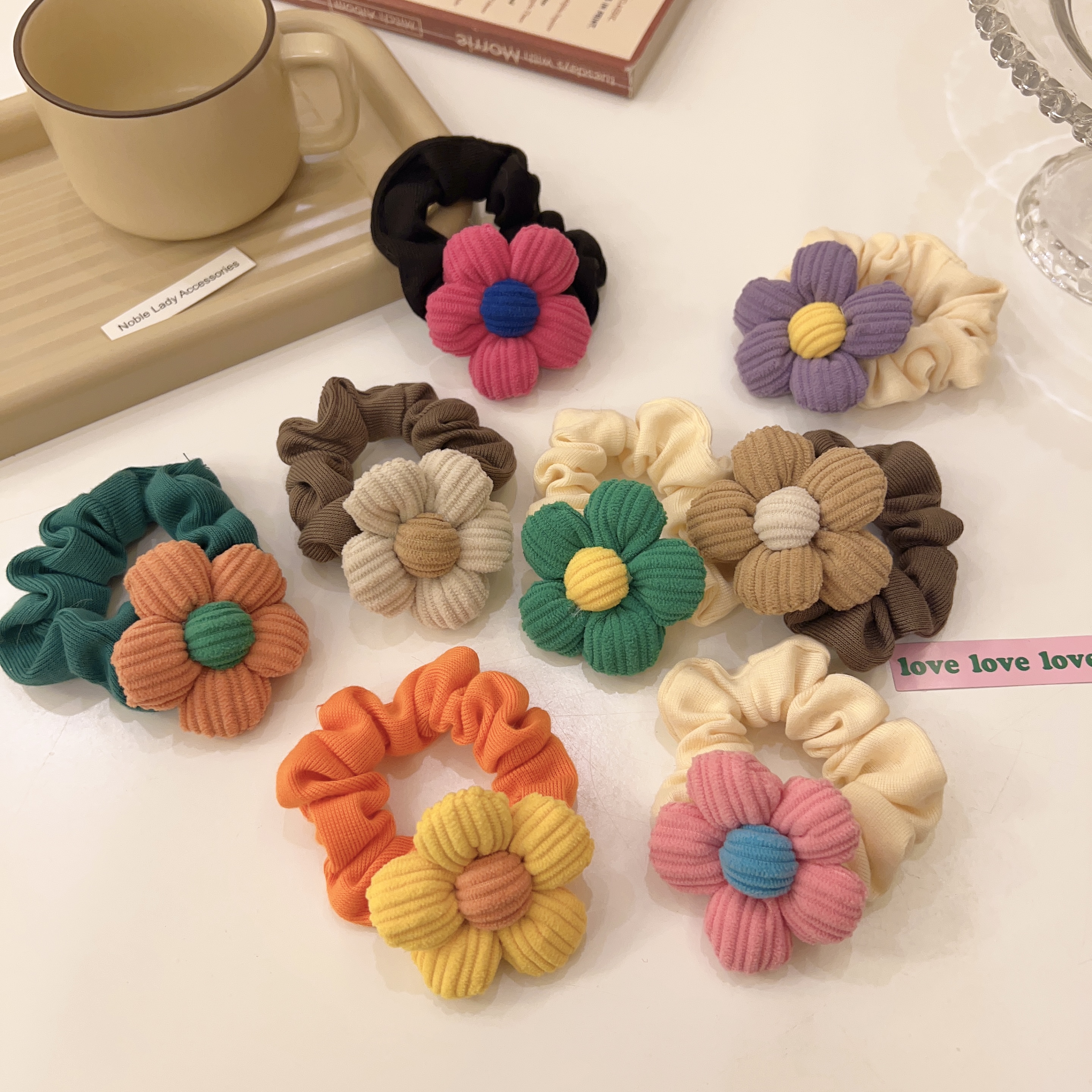 多彩碰撞甜美花朵大肠发圈头绳2022年新款ins发饰