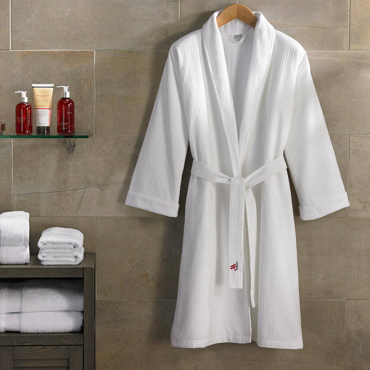 万豪酒店华夫格双层浴袍五星级酒店加厚割绒毛巾面料棉质睡袍