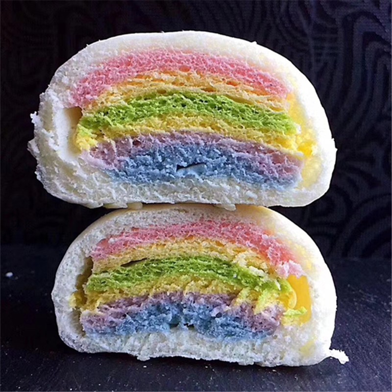 奶香果蔬彩虹馒头包子面包早餐儿童手工速冻包点