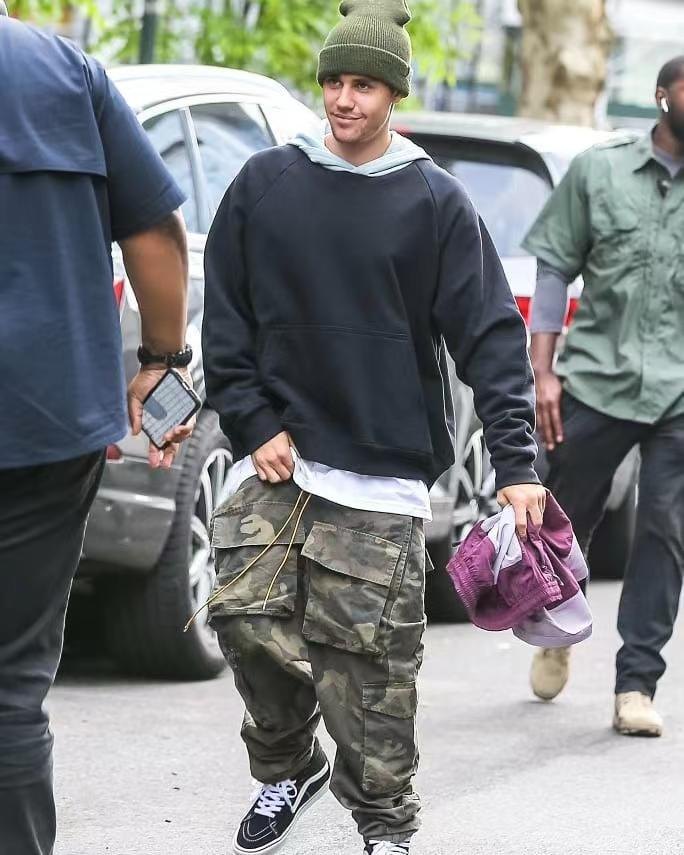 rhude贾斯汀比伯同款经典八袋水洗抽绳工装长裤休闲裤休闲裤