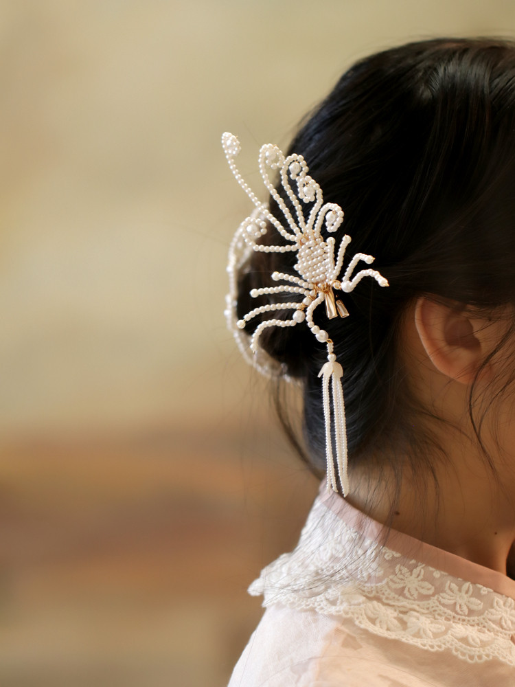 侧边古典头饰侧凤复原原款复古旗袍民国珍珠发饰