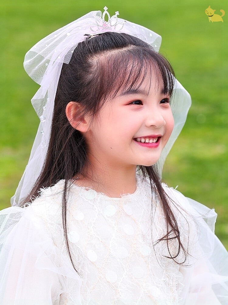 超仙公主头纱发夹韩国儿童女童宝宝小女孩皇冠发饰