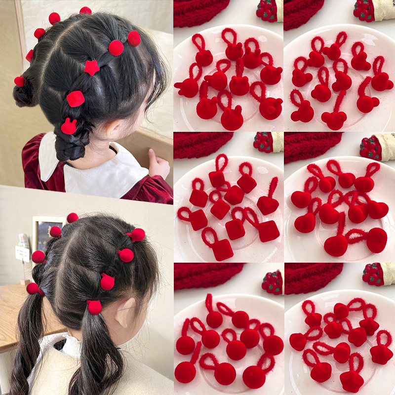 儿童皮筋红色头绳女童宝宝头发不伤发新年发圈发饰