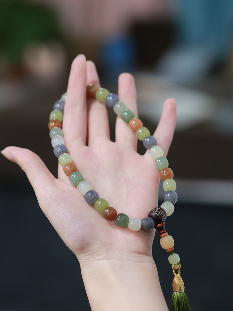 天然桶珠珠子单珠子珠串手链和田女款男女手持手饰