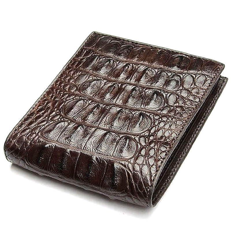 泰国暹罗鳄鱼皮无拼接背脊骨钱包男士真皮横款钱包