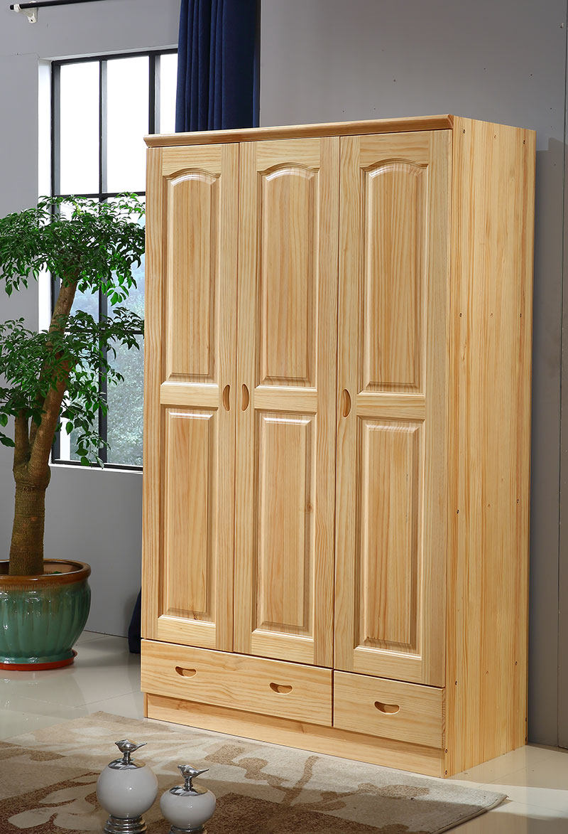 松木衣柜全实木松木平开门衣柜儿童对开门衣柜2门3门4门环保家具