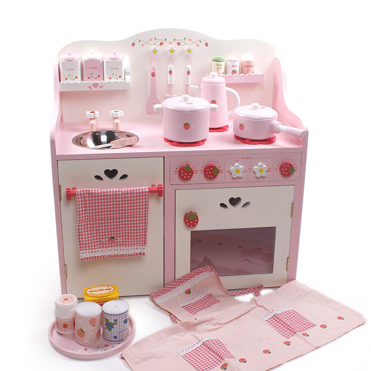 儿童木制仿真煤气灶套装男女女孩宝宝过家家厨房过家家玩具
