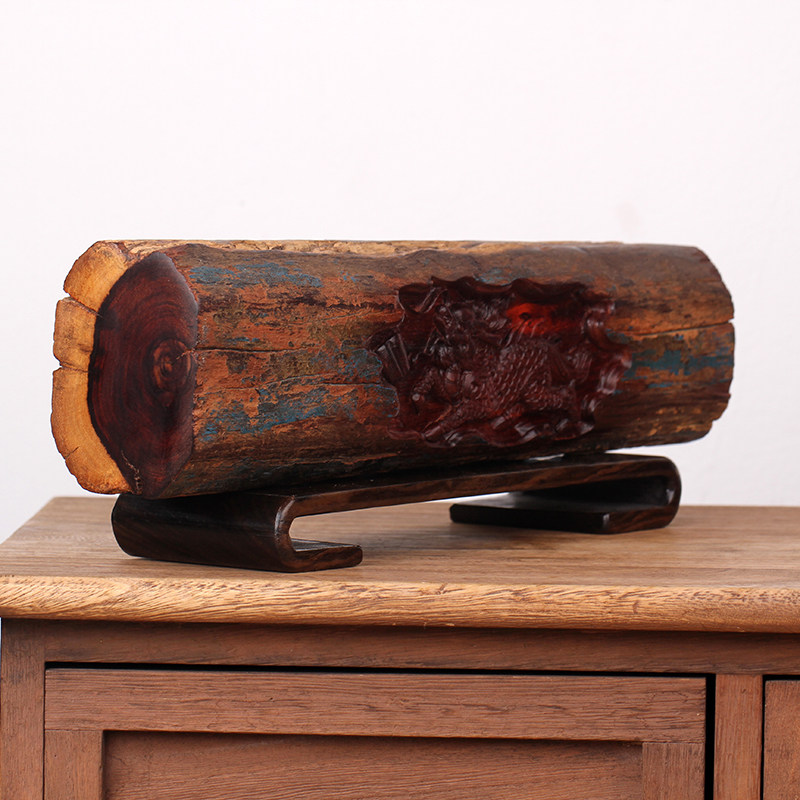 印度小叶紫檀木雕横财麒麟吐书摆件中式雕刻镇木雕