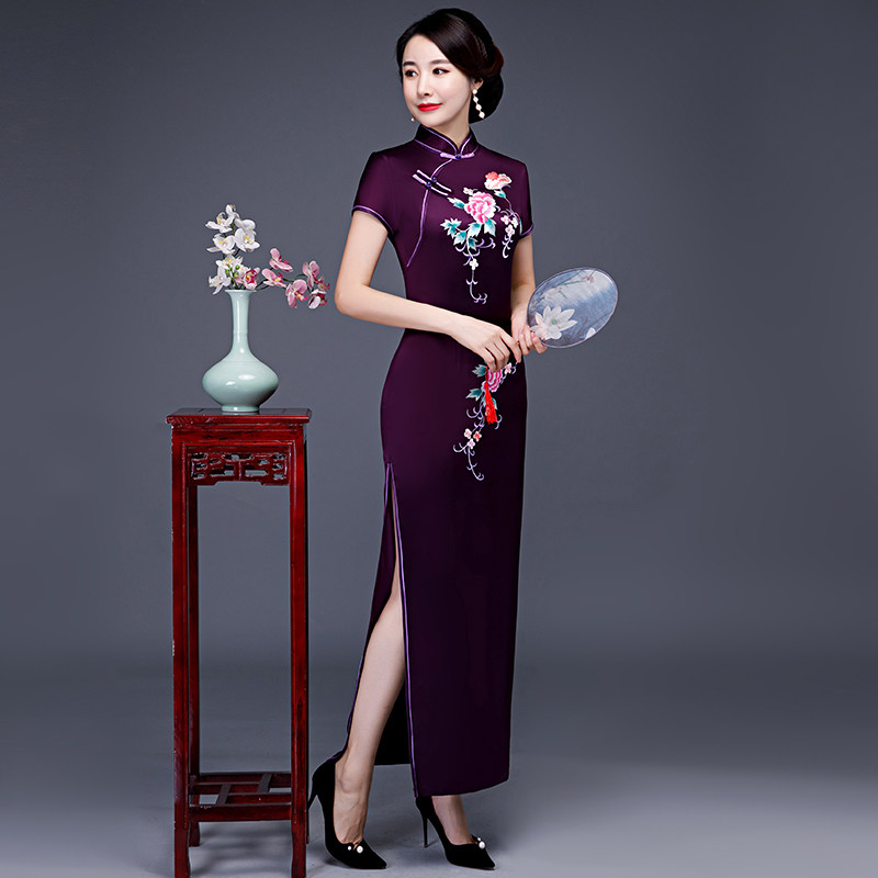 改良年长婚宴妈妈国风中国优雅中老年旗袍中老旗袍