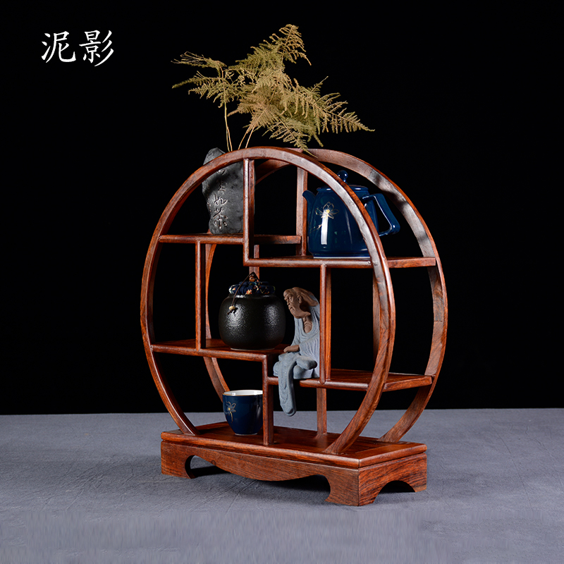 泥影花梨展示架紫砂壶摆放红酸枝茶架茶具茶宠收纳茶道
