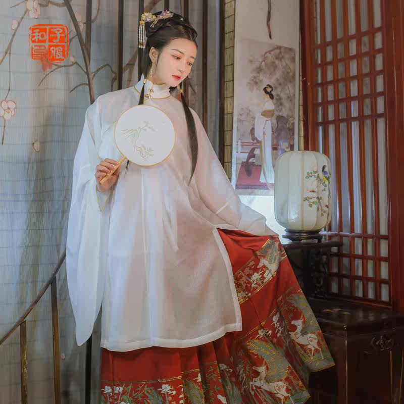 子服和汉服原创明制女 1.29开团 飞马立领长衫妆花马面一片式定金