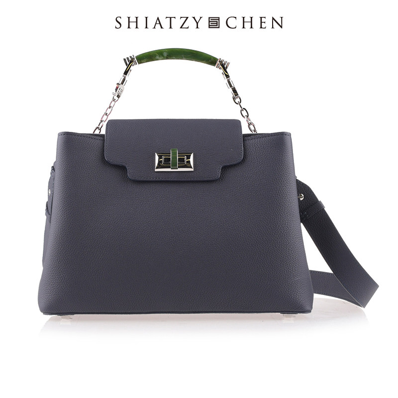 shiatzy chen/夏姿陈经典玉镯提包系列皮革托特包1b1292