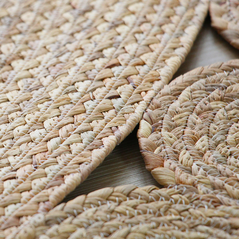 casln日式ins风设计师款手工芦苇草编仿麻地毯圆形客厅卧室床边垫