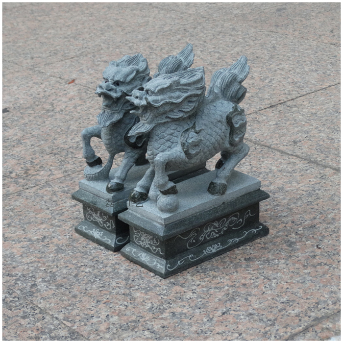 石麒麟石雕青石雕刻一对麒麟庭院手工精雕石雕