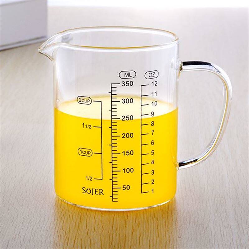 进口钢化玻璃牛奶奶杯带盖儿童量杯刻度早餐微波炉奶杯