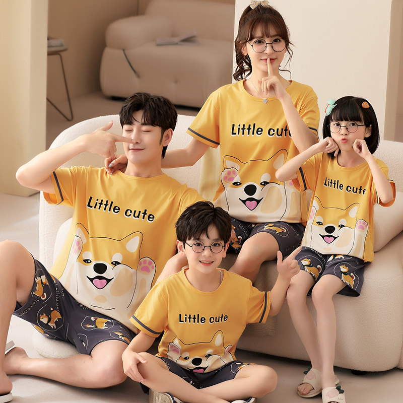 睡衣亲子夏季纯棉夏天短袖薄款儿童卡通可爱亲子装