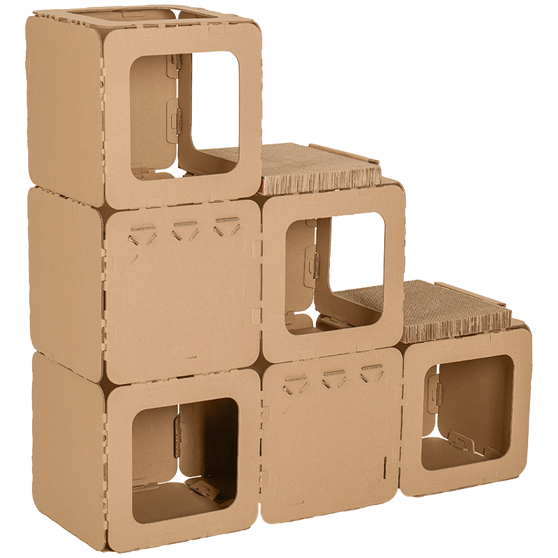 玩具六一儿童益智纸箱房子猫屋手工手工制制作白模填色