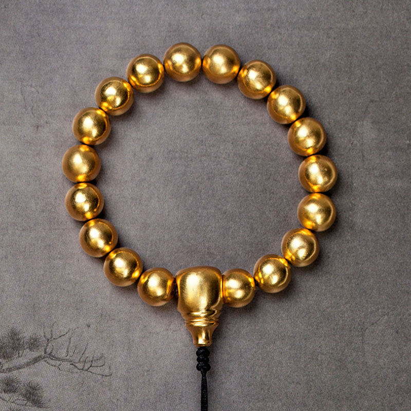 金米圆珠金圆珠古法佛珠足金黄金三通素珠结婚手饰