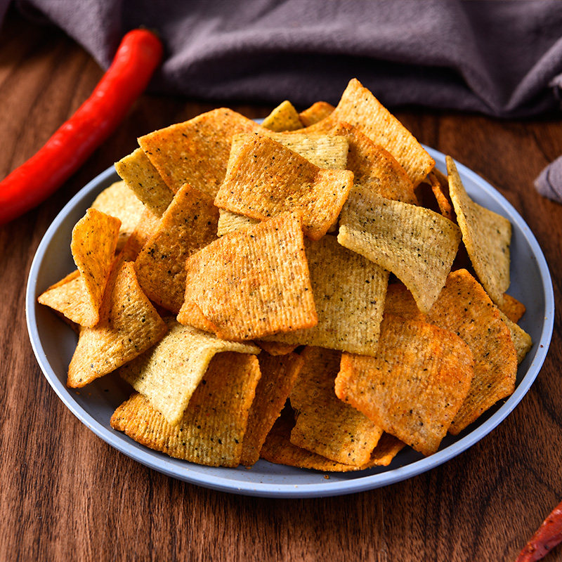 锅巴麻辣辣椒盐味花椒卧龙零食包装网红解馋膨化食品