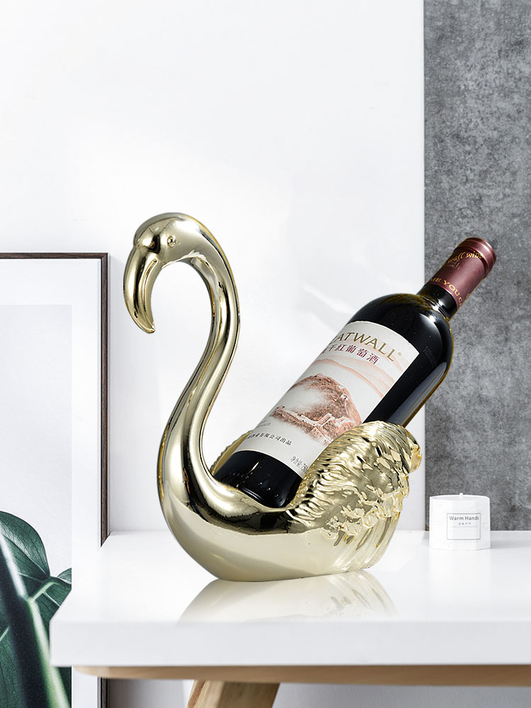 欧式铜车轮红酒架摆件现代轻奢客厅酒柜麋鹿装饰品餐厅餐边柜摆设