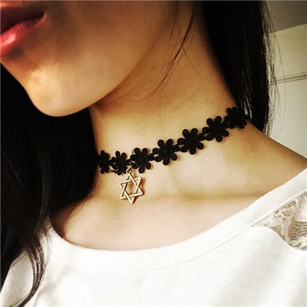 锁骨包邮原宿刺青纹身夜店项链朋克摇滚六芒星项链