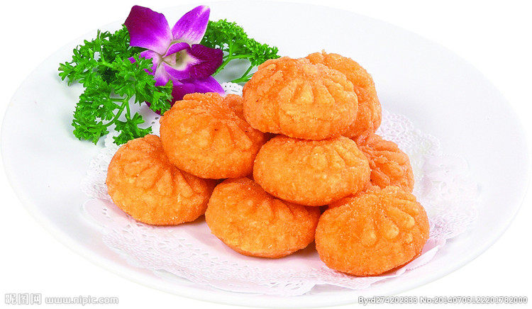 富贵南瓜饼大笑食品速冻油炸素食雪花南瓜饼豆沙馅260g12个