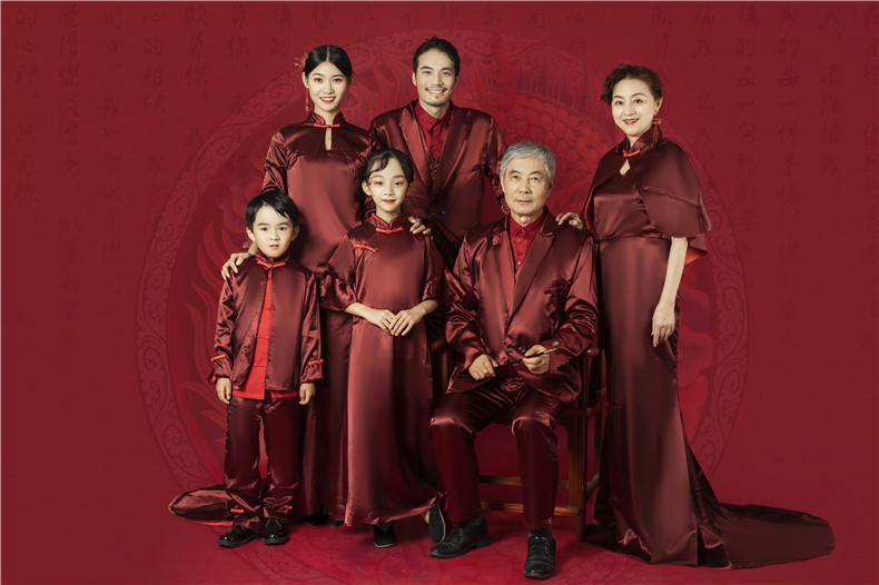 唐装新款影楼全家福新年家庭合影中式民族服装服饰亲子装