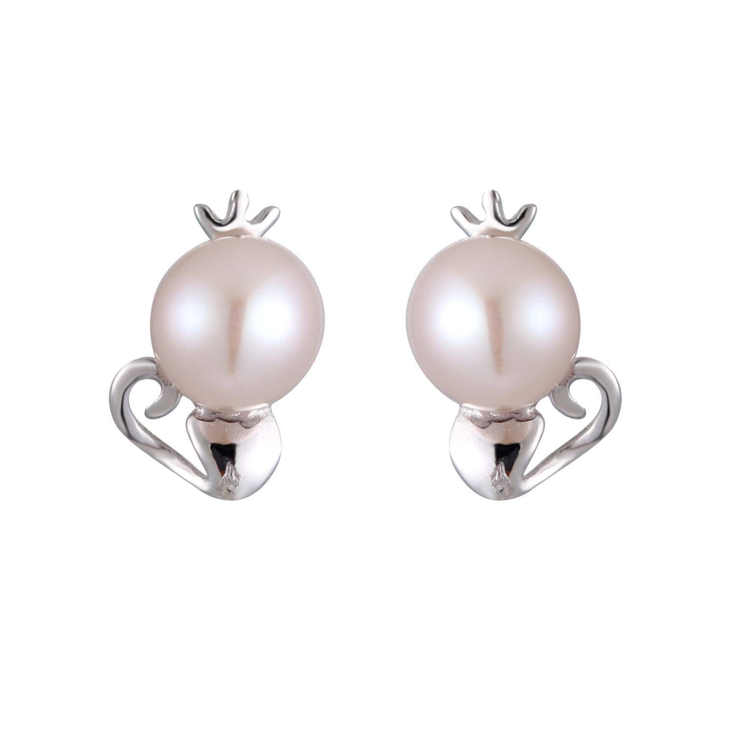 猫女王天然珍珠耳钉女925纯银针