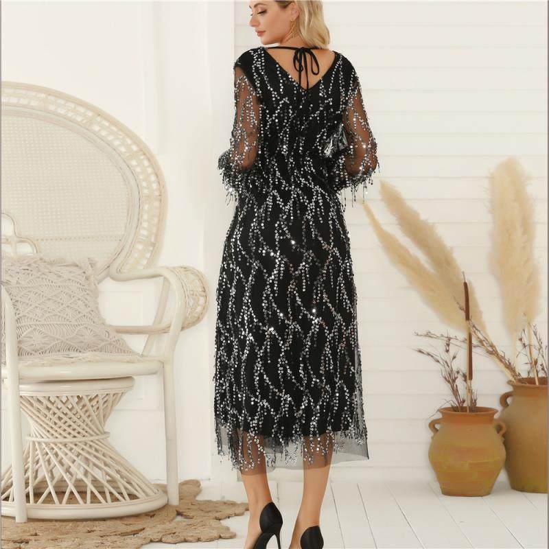 explosive sexy v-neck dress autumn womens clothing女装长裙