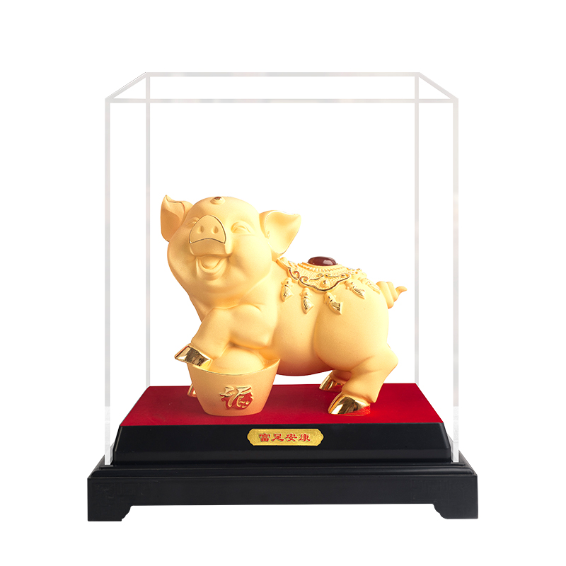 沙金招财金猪摆件富足旺财家居客厅十二生肖工艺摆件