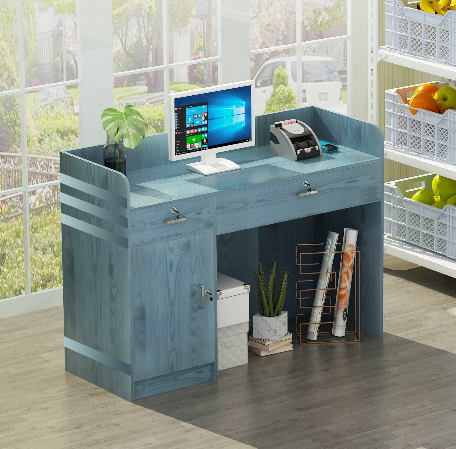 简约收银台店铺小型服装店美甲理发母婴美容院吧台吧台